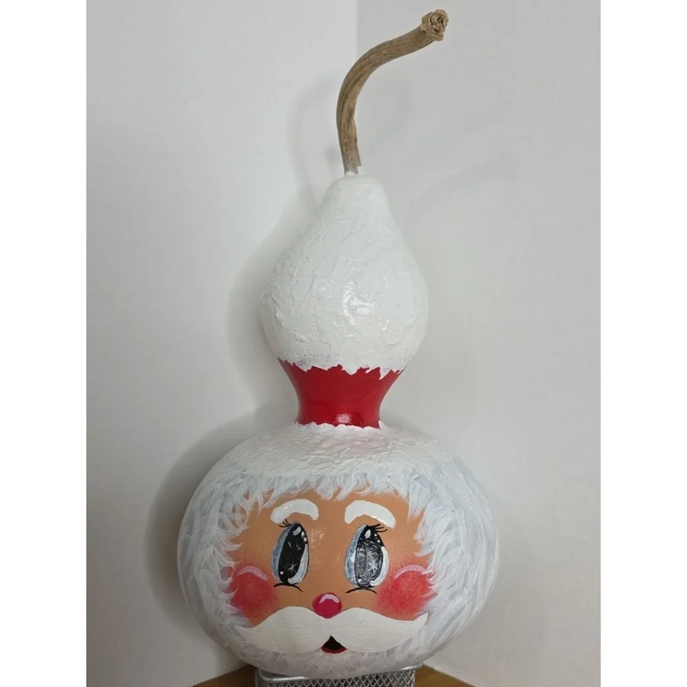 Hand Painted Gourd Santa Claus Christmas‎ Decor Folk Art 9